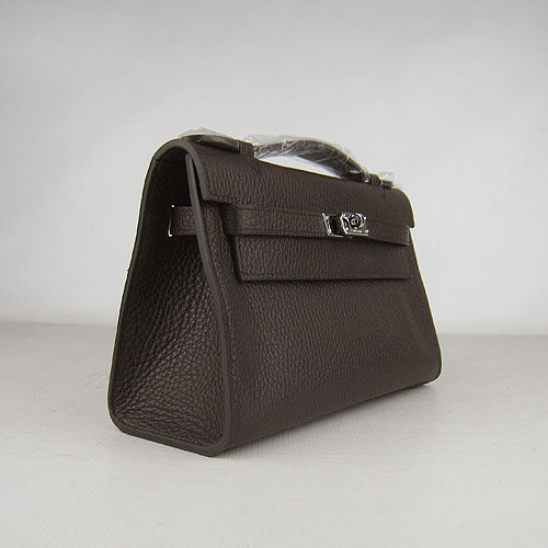 AAA Hermes Kelly 22 CM France Leather Handbag Dark Coffee H008 On Sale - Click Image to Close